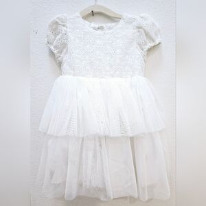 White Lace and Tulle Baby Girl Dress.